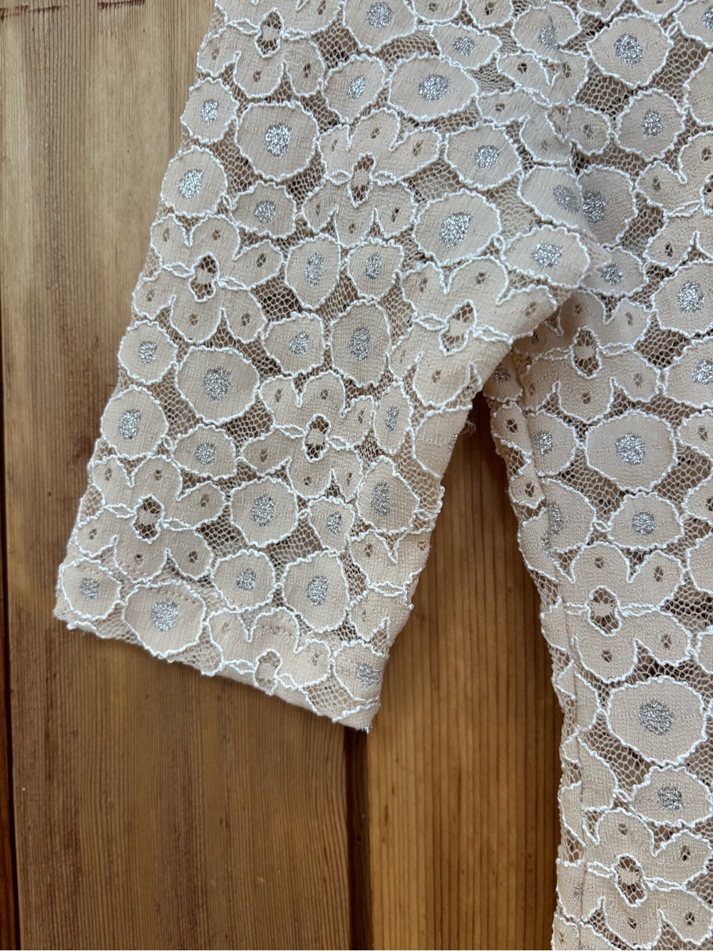 h.i.p. Y2K Sheer Floral Lace Double Scoop Neck Top - Size S - Picture 4 of 6